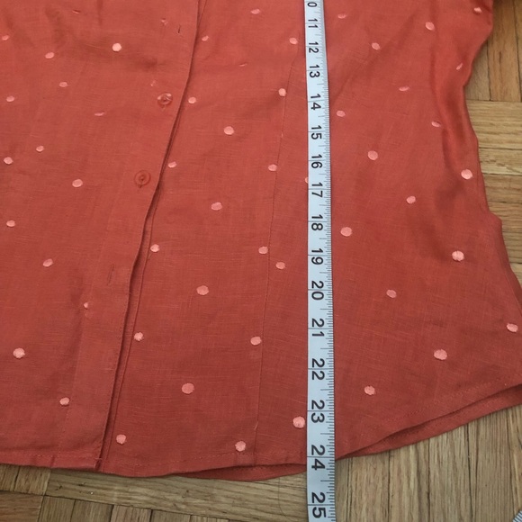 TWEEDS Salmon 100% Linen women’s 3/4 Sleeves Top  blouse Sz M - Picture 7 of 7